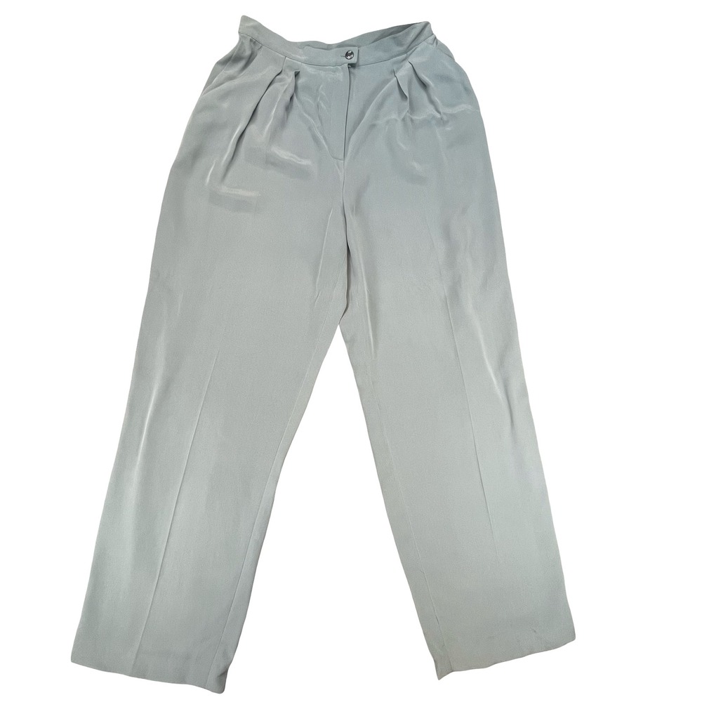 VTG Jones New York NWT 100% Silk Gray Pleated High Rise Career Pants 12